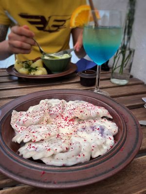 Blueberry pierogi   at no bones in Krakow