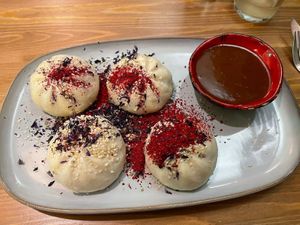 Buns with spicy sauce at no bones in Krakow