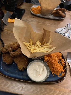 Breaded oyster mushrooms (after I’ve already eaten a little)  at no bones in Krakow