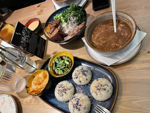 Baozi, soup of The day, autumn bowl  at no bones in Krakow