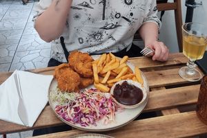 deep fried oyster mushrooms at no bones in Krakow