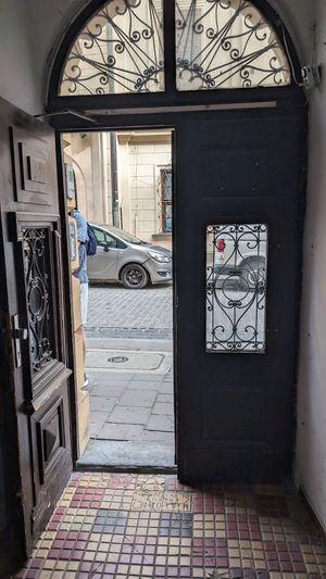 The door out at no bones in Krakow