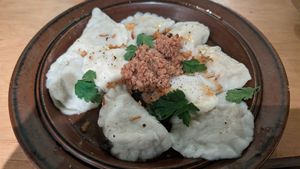 Vegan pierogi at no bones in Krakow