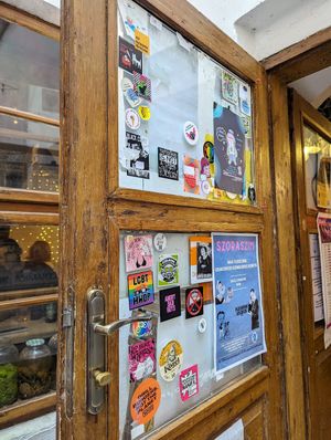 Gotta love the sticker collection at no bones in Krakow