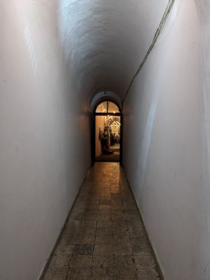 From the entrance, into the building, through the hallway... at no bones in Krakow
