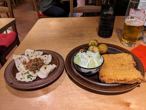 Pierogi and polish "pork chop" at no bones in Krakow