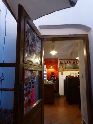 Entrance door at no bones in Krakow