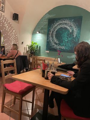 A few cosy tables  at no bones in Krakow