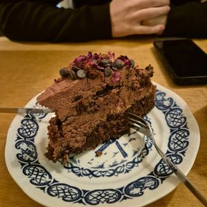 Chocolate cake to share at no bones in Krakow
