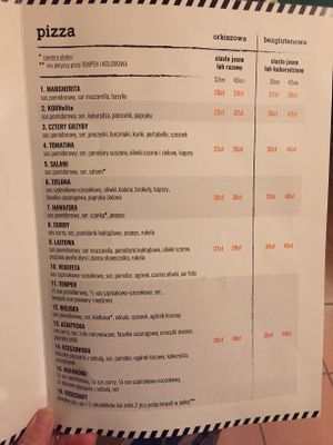 Menu  at no bones in Krakow