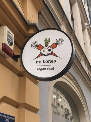 Restaurant’s billboard  at no bones in Krakow