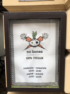 Sign at no bones in Krakow