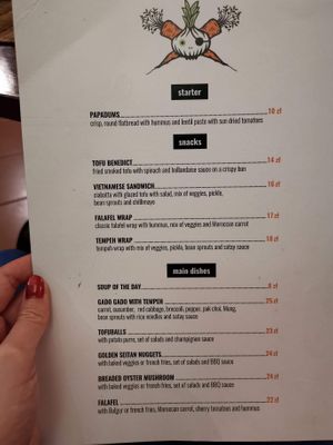 Menu at no bones in Krakow