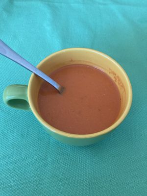 Gazpacho with watermelon  at La Marmita Verde in Ponferrada