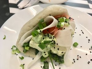 Bao with tofu, veggies and wasabi mayo💗 at Tajfun in Wroclaw