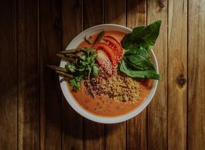 Klasyczna pomidorówka na mleku kokosowym. Classic tomatoe soup based on coconut milk.  at Tajfun in Wroclaw