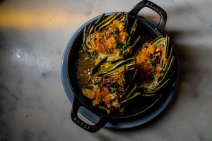 Grilled artichokes at Farina - Roma in Mexico City