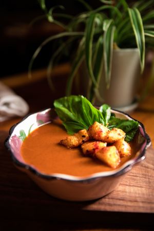 Roasted tomato soup at Farina - Roma in Mexico City