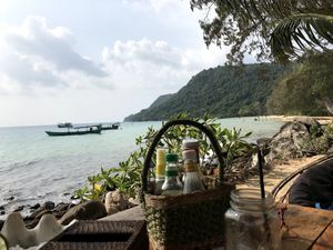 The view from the tables next to the beach bar. at Robinson Bungalows in Sihanoukville