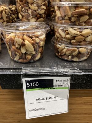 Organic Brazil nuts in the bulk section at Rainbow Grocery in San Francisco