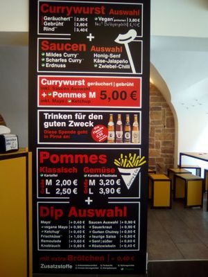 The menu at Curry & Co in Pirna