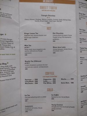 Menu at Paradiso in Ubud
