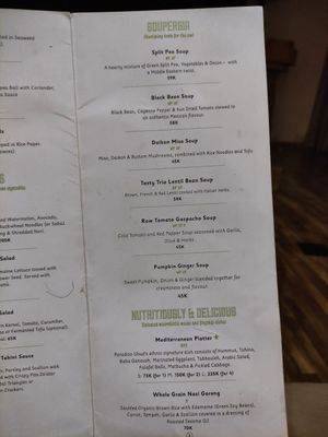 Menu at Paradiso in Ubud