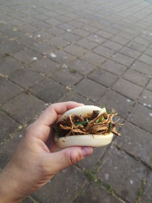 The only vegan option, the mala 5 mushroom Bao at Bao in Victoria