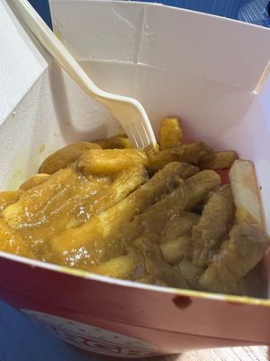 Curry fries were epic, just enough sauce to cover every fry! at BRGR - Great Western Rd in Glasgow