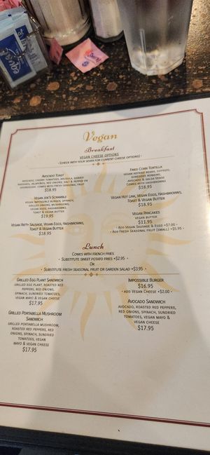 The menu at Cafe Soleil in El Sobrante