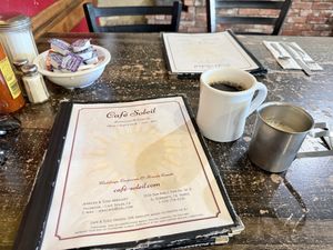 diner coffee with oat milk on the side  at Cafe Soleil in El Sobrante