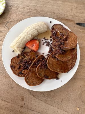 Quinoa pancakes   at Good Vibes Cafe in Montanita