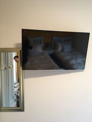 Their massive tv! at Peasholm Park Vegan B&B in Scarborough