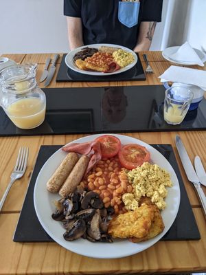 Huge vegan breakfasts at Peasholm Park Vegan B&B in Scarborough