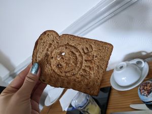Smiling toast! at Peasholm Park Vegan B&B in Scarborough