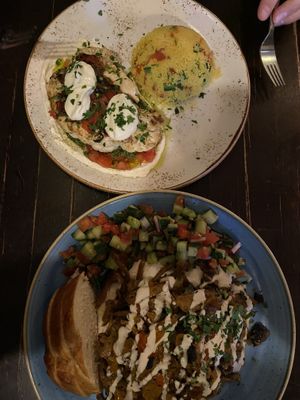 Cauliflower Steak and Seitan Schawarma  at Kuli Alma in Frankfurt