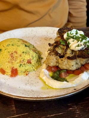 Blumenkohlsteak vom Grill mit Labaneh & Couscous ⭐️⭐️⭐️⭐️⭐️   at Kuli Alma in Frankfurt