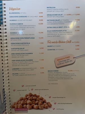 Menu side dishes  at Kuli Alma in Frankfurt