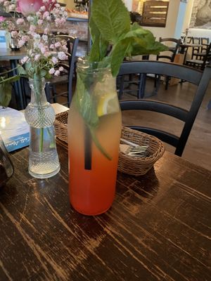 Pink homemade lemonade  at Kuli Alma in Frankfurt