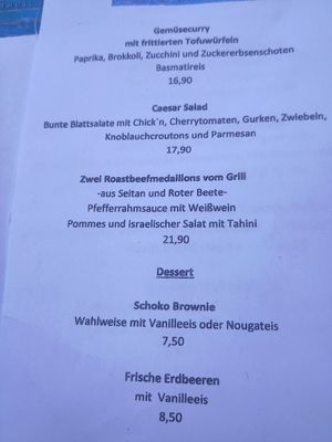 Menu at Kuli Alma in Frankfurt