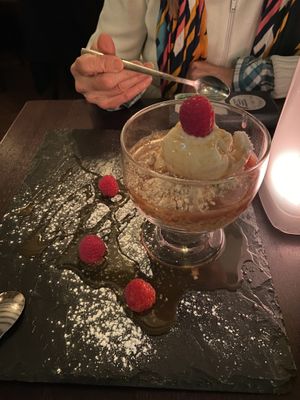Awesome coconut-caramel dessert at Kuli Alma in Frankfurt