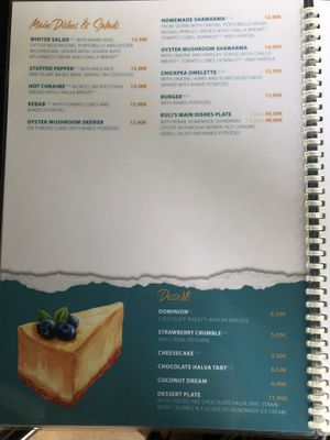 The menu (ALL VEGAN) at Kuli Alma in Frankfurt