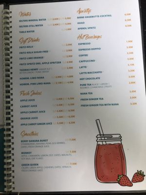 The menu (ALL VEGAN) at Kuli Alma in Frankfurt