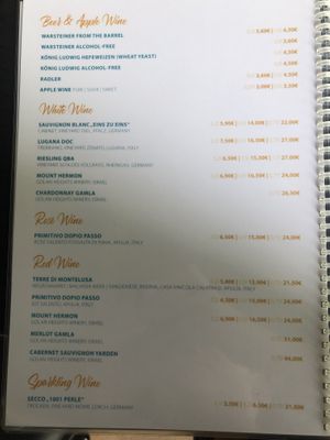 The menu (ALL VEGAN) at Kuli Alma in Frankfurt
