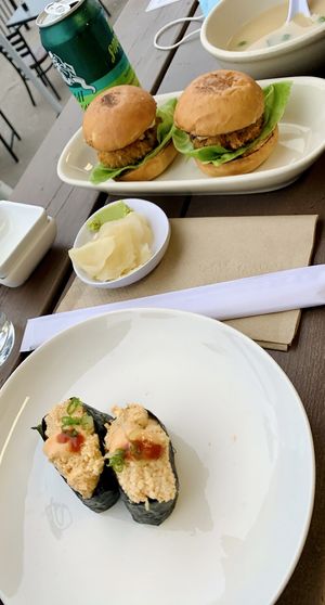 Crab sliders and spicy tuna nigiri at NoW Sushi in San Diego