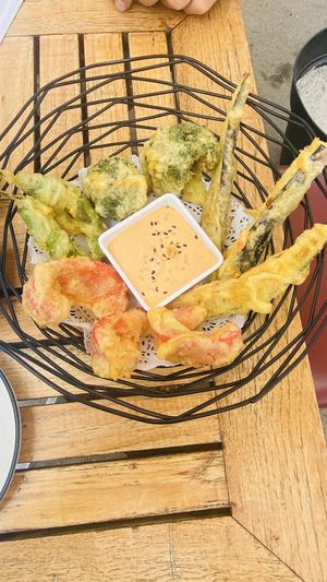 Veggie tempura the egg plant one is to die for at NoW Sushi in San Diego