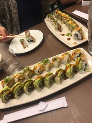 3 different rolls pictured  at NoW Sushi in San Diego