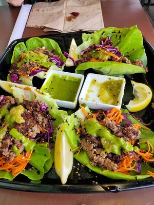 Lettuce wraps! at NoW Sushi in San Diego