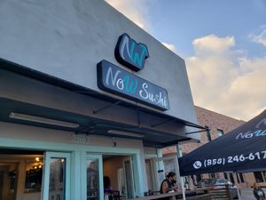 Front. Outside bar area sitting. at NoW Sushi in San Diego