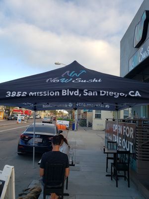 Sidewalk seating minimal. at NoW Sushi in San Diego